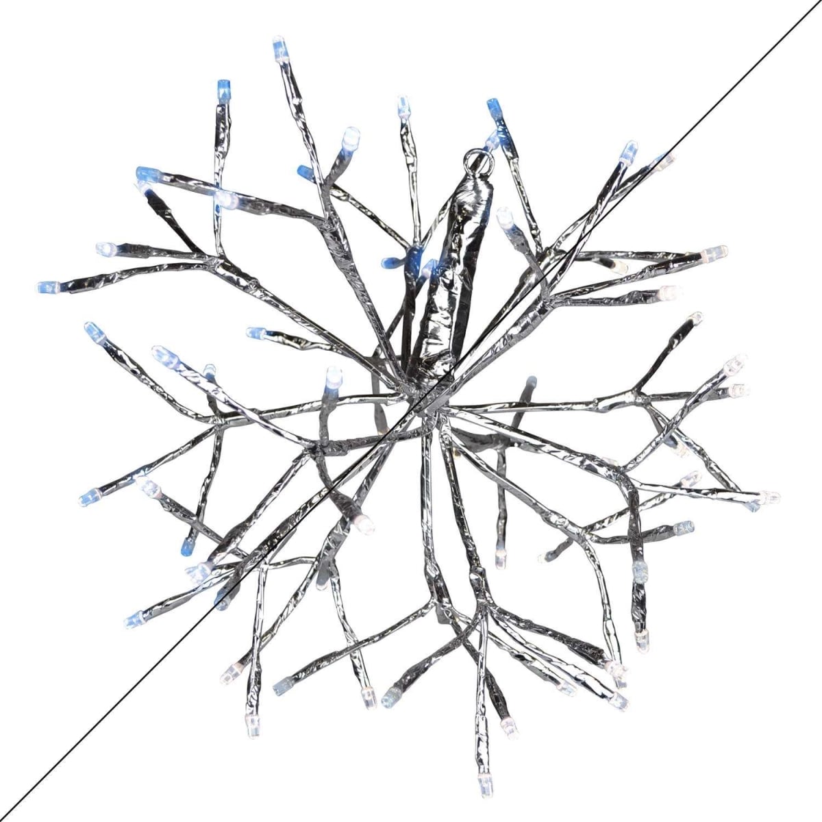 9107894 20 in. Celebrations LED Blue & Pure White Shimmering Sphere Hanging Decor
