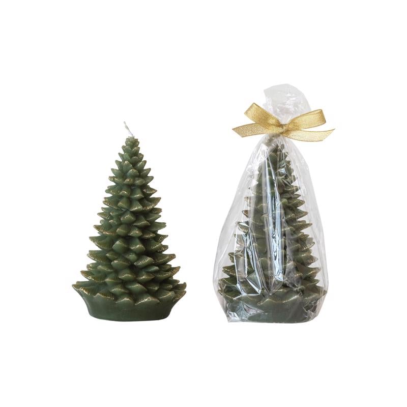 9106331 Green Unscented Tree Shaped Candle - Pack of 3