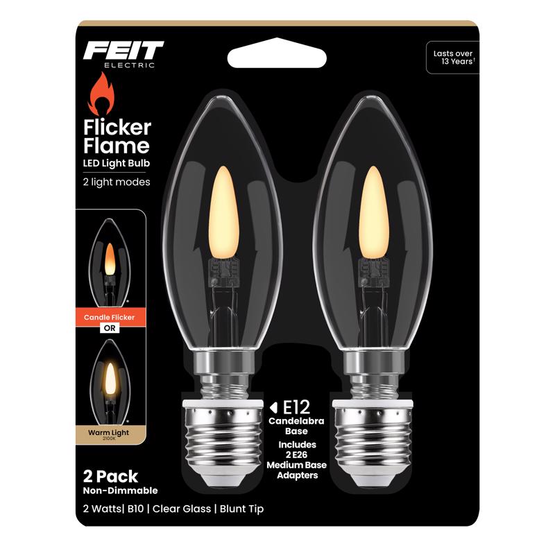 3025364 B10 E12 Candelabra Filament LED Bulb, Clear - 2W Equivalence - 2 per Pack