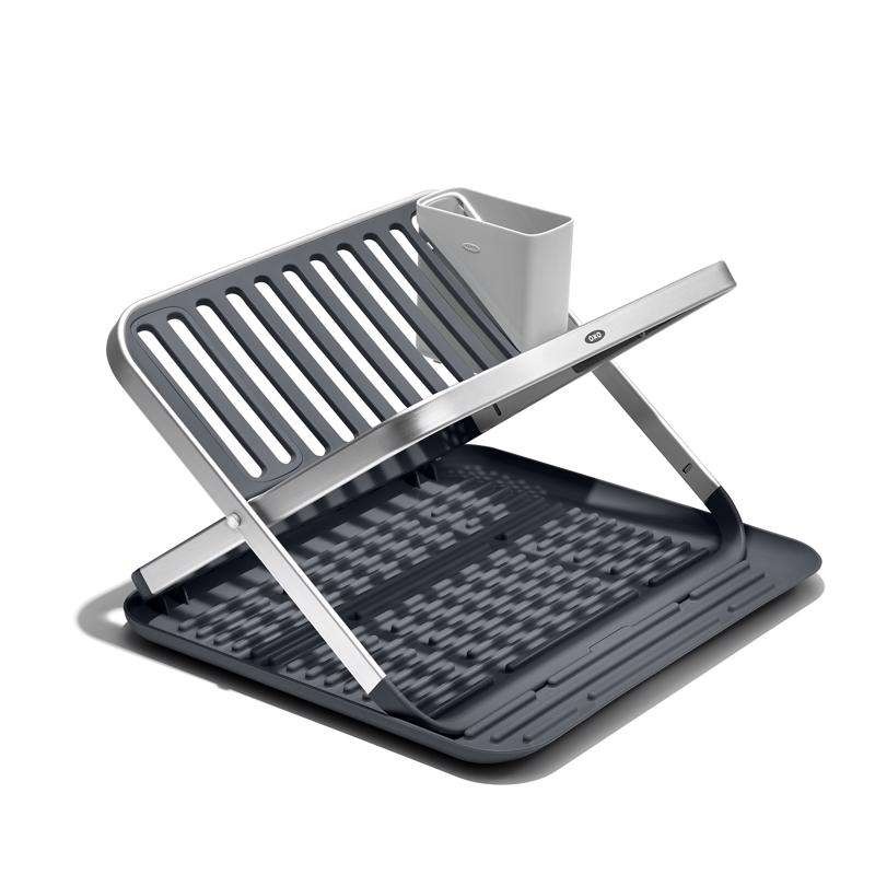 Picture of OXO 6093187 15 x 16 x 2 in. Good Grips Aluminum & Plastic Dish Rack - Black & Gray