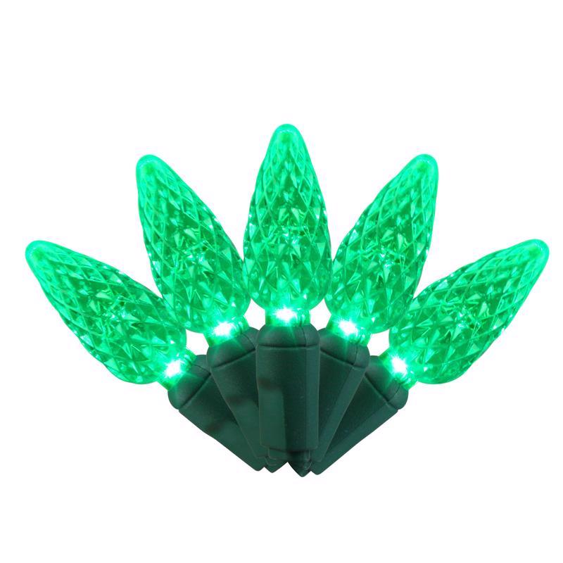 9107308 LED C6 Green String Christmas Light Bulbs - Pack of 12