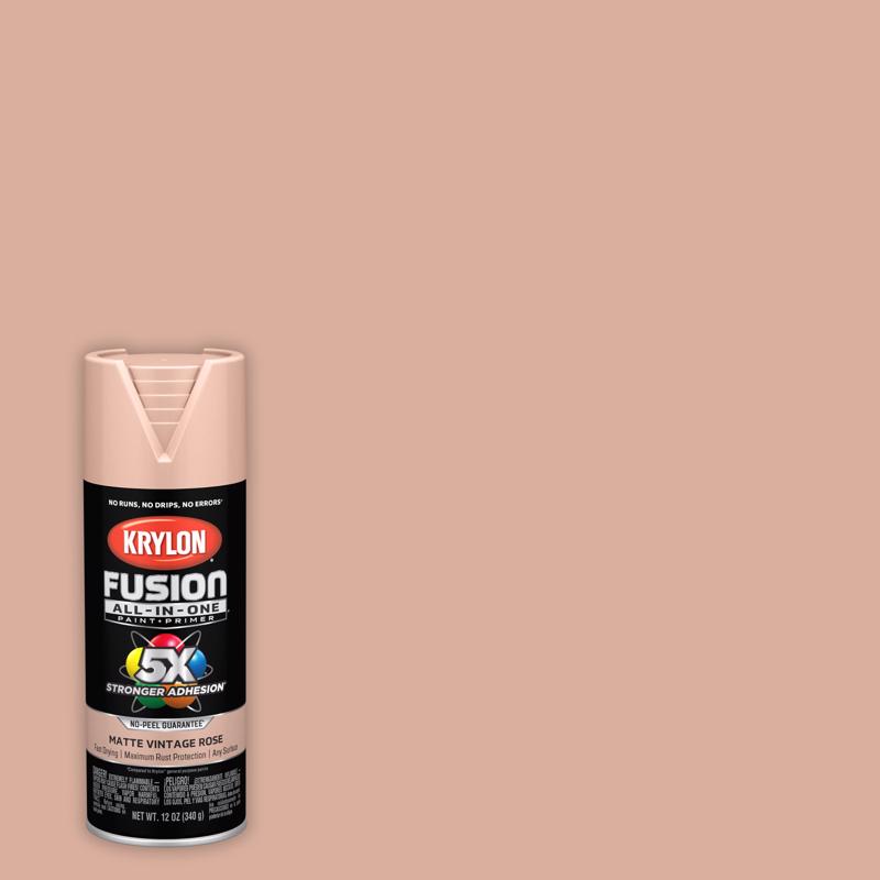1043218 Fusion All-in-One Flat & Matte Vintage Rose Spray Paint & Primer, 12 oz - Pack of 6