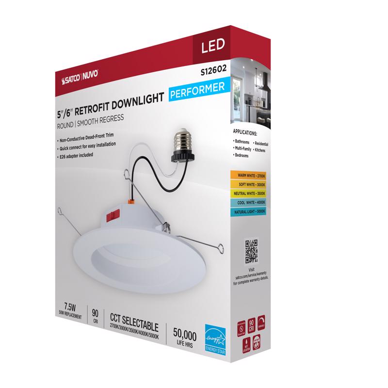 3026246 5-6 in. Frost White Aluminum LED Dimmable Recessed Downlight, 8W