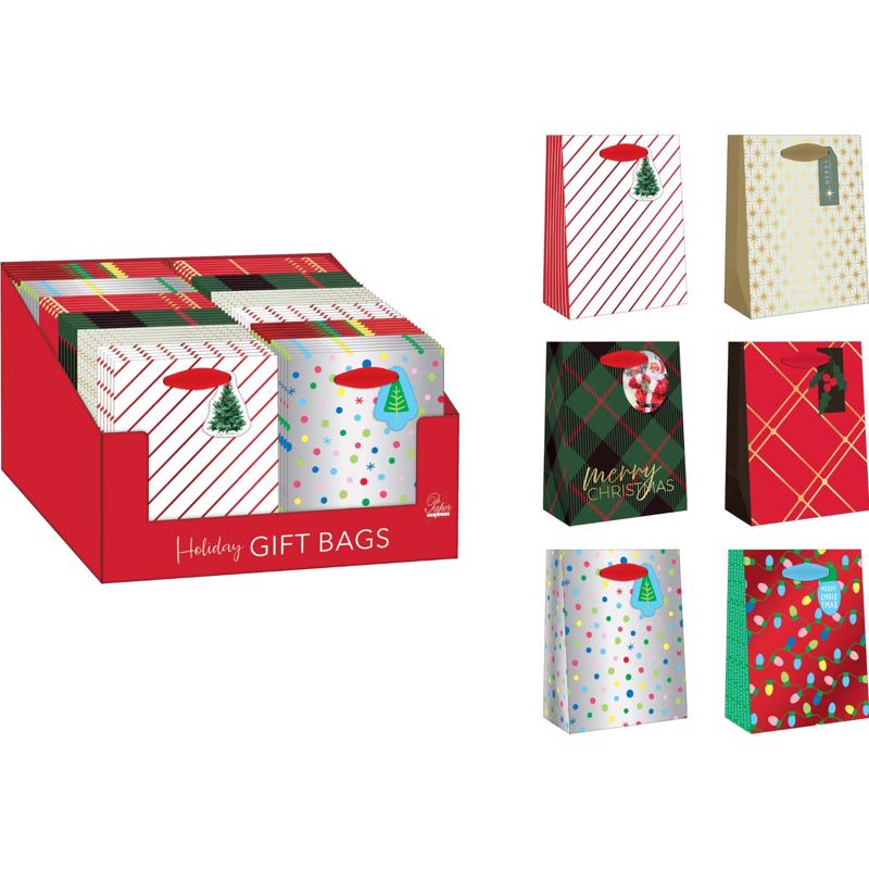 6084981 Assorted Color Holiday Small Treated Gift Bag - Pack of 72