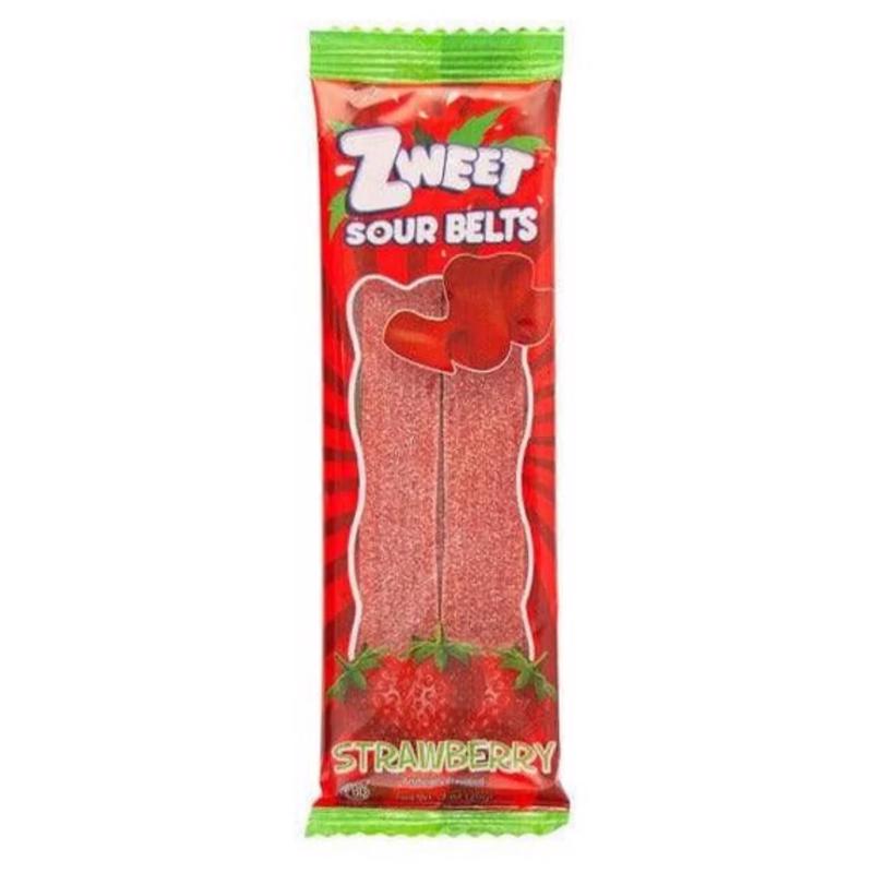 9115981 Sour Strawberry Belts Licorice Candy, 0.7 oz - Pack of 24