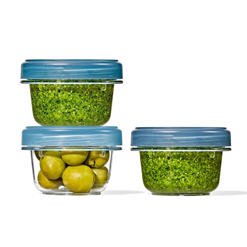 Picture of OXO 6092524 5 oz Good Grips Food Storage Container Set with Blue Lid - 3 per Pack