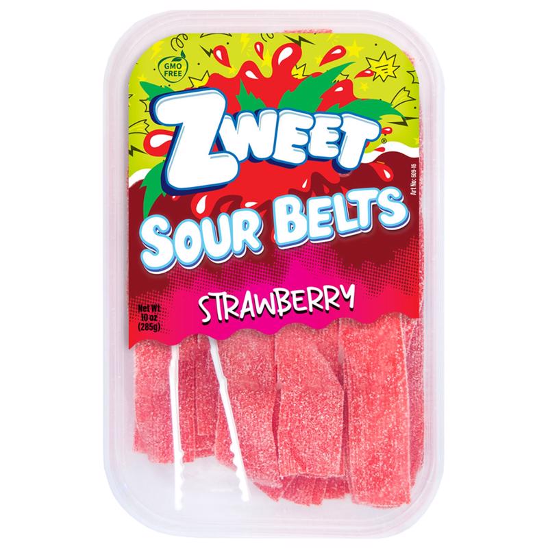 9115990 Strawberry Sour Belts Licorice Candy, 10 oz - Pack of 6