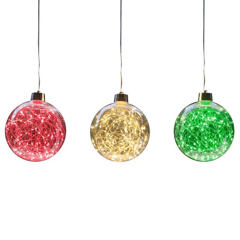 9107121 8 in. LED RGWW Globe Christmas Ornament Hanging Decor