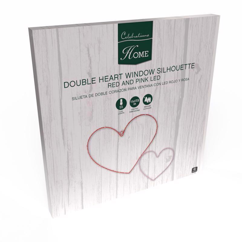 9107744 Double Heart Silhouette Window Decor, Metal
