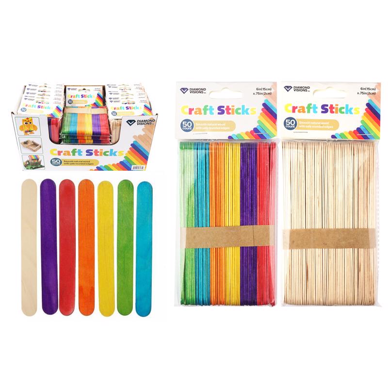 9120036 Assorted Color Craft Sticks - 50 Piece - Pack of 24
