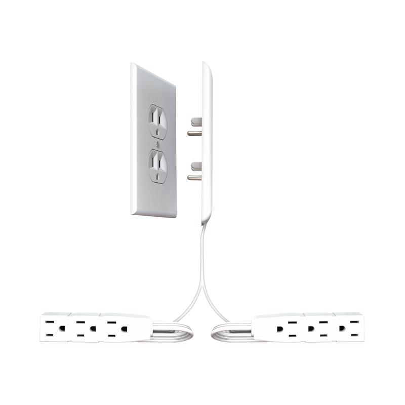 3022229 6 ft. 6 Outlets Combo Extension Cord, White