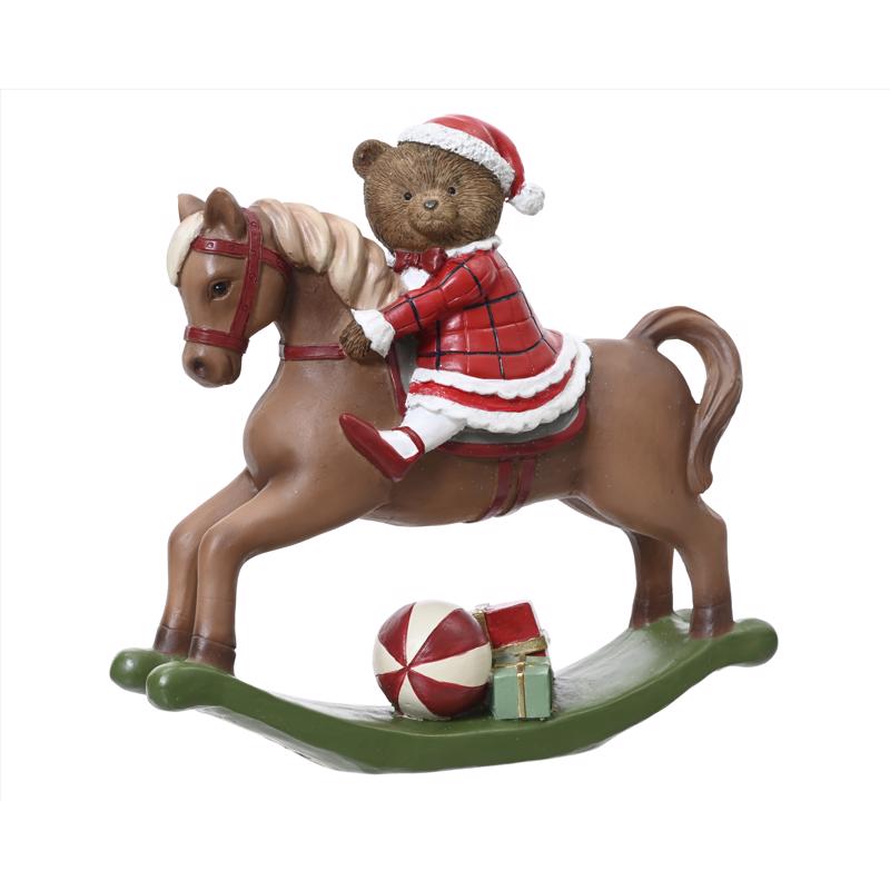 9106159 Multi Colored Bear Rocking Horse Table Decor, 8 in. - Pack of 4