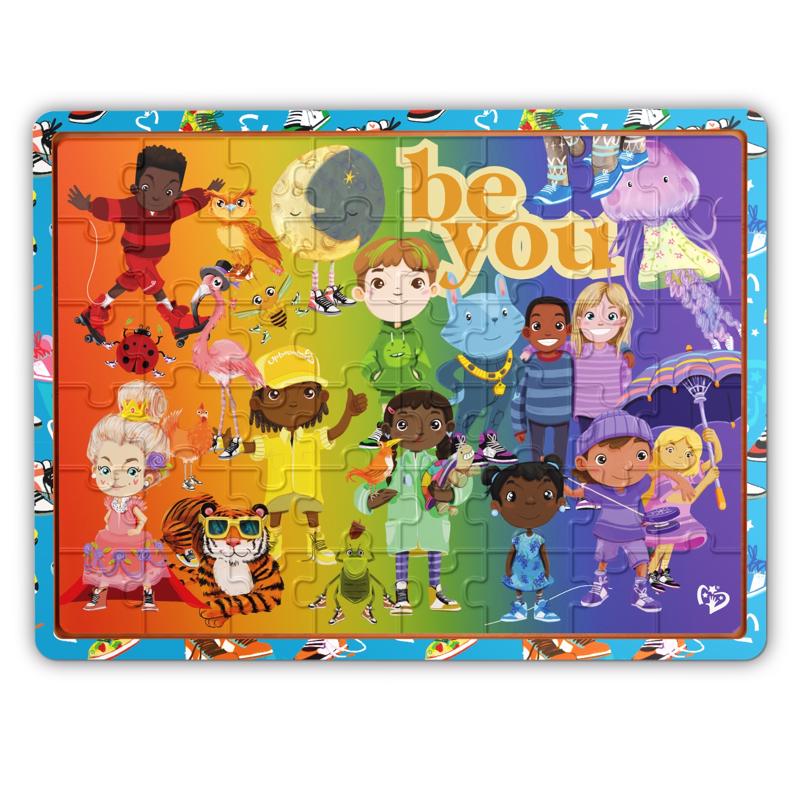 9114321 Rainbow Kicks Wooden Puzzle with Storage Tray - 48 Piece