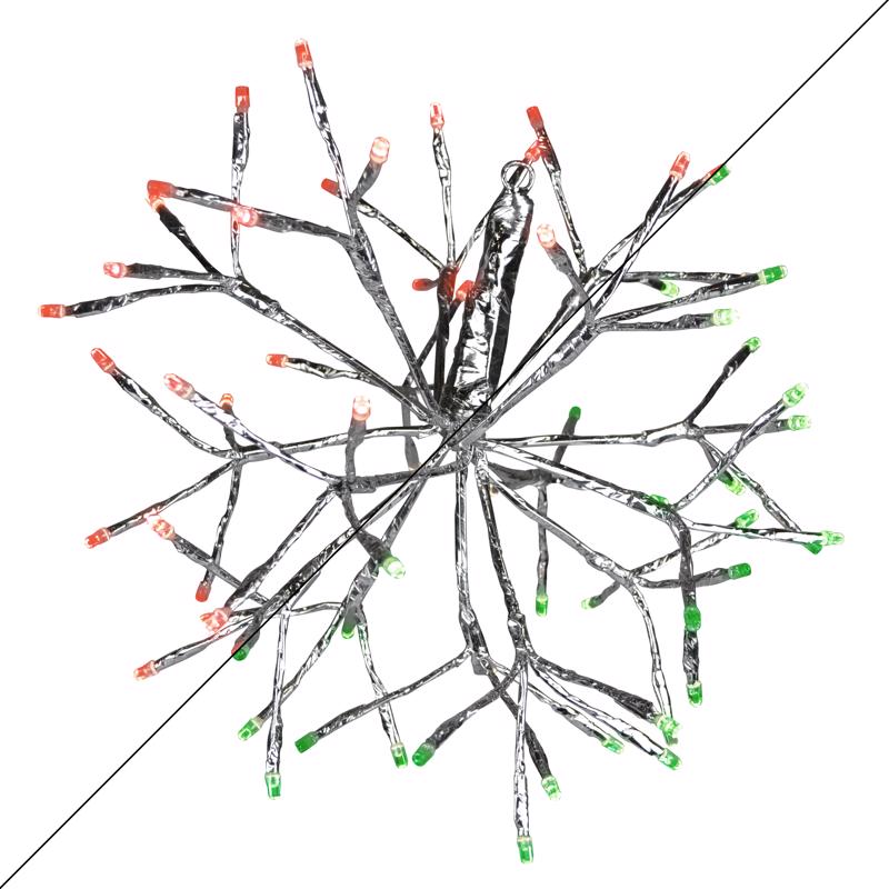 9107858 12 in. Platinum LED Green & Red Rechargeable Shimmering Sphere Hanging Decor