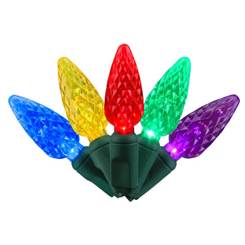 9107549 LED C6 Multi Colored Replacement Christmas Light Bulbs - Pack of 8