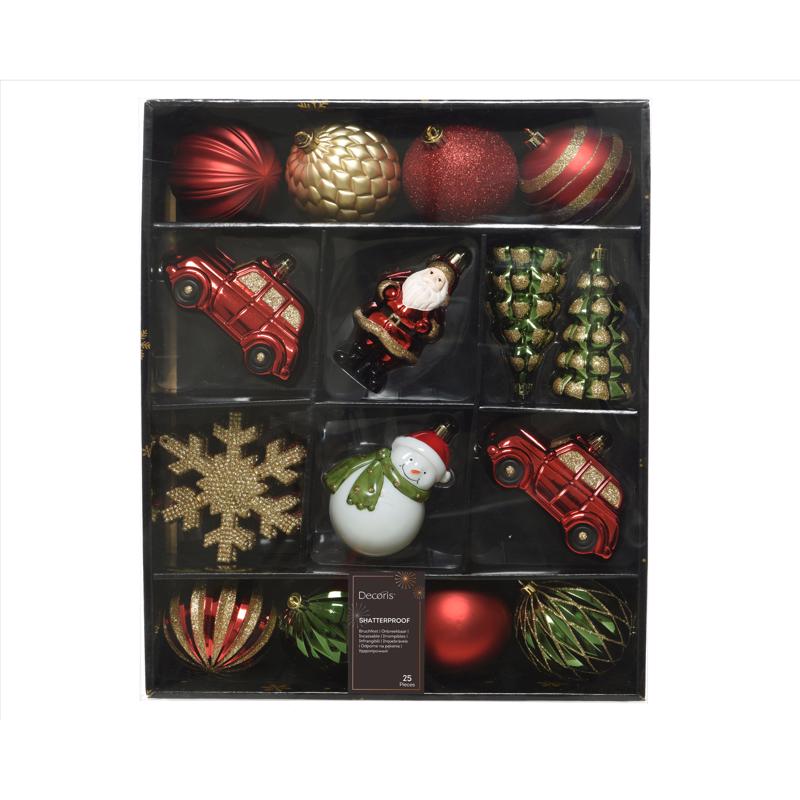 9106380 Red, Green & Gold Shatterproof Ornaments