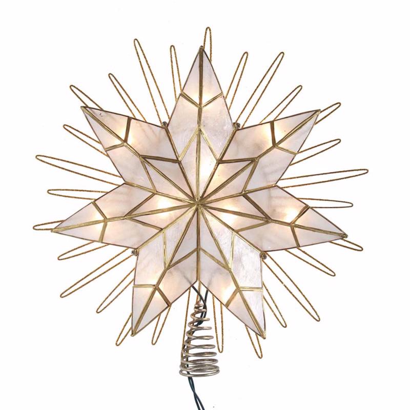 Kurt S. Adler 9107322 LED Clear Capiz Star Tree Topper