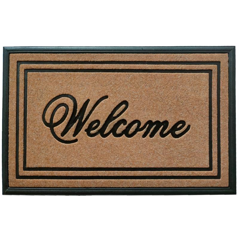 6093655 18 x 30 in. Rubber Door Mat - Beige & Black - Case of 6
