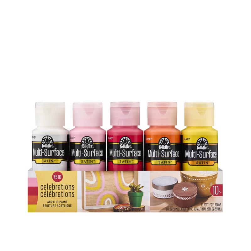 1036908 Multi-Surface Satin Assorted Color Water-Based Acrylic Paint for Exterior & Interior Set Use - 10 Piece - Pack of 3