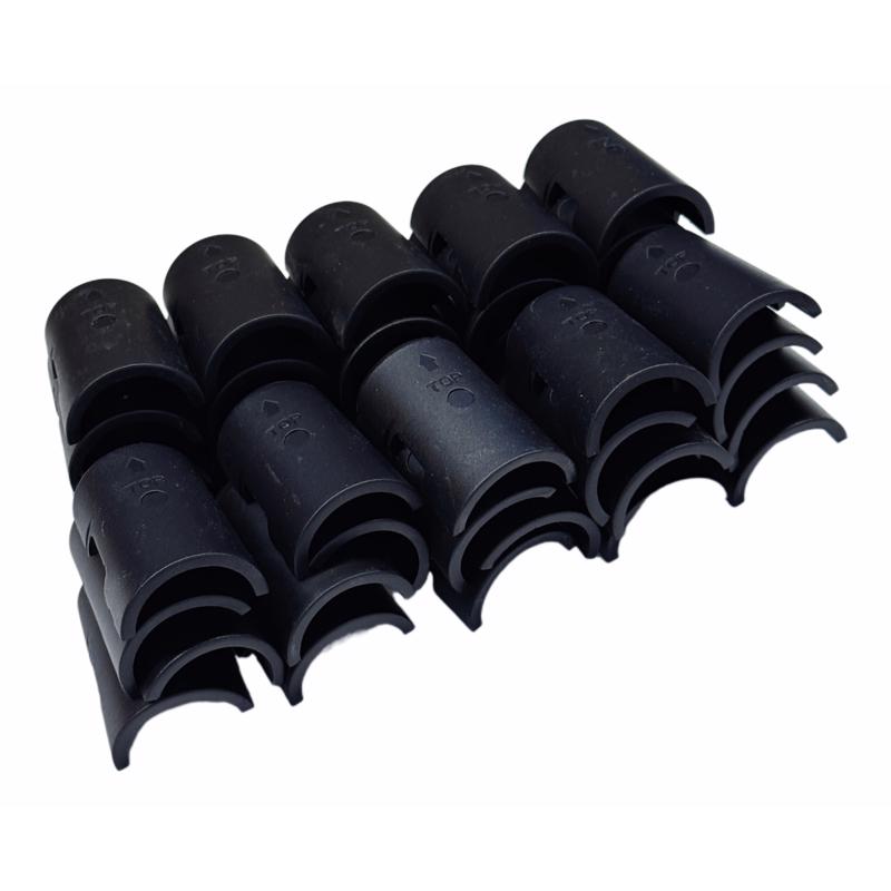 5065082 2 x 1 x 1 in. Black Plastic Replacement Shelf Sleeves - Pack of 20