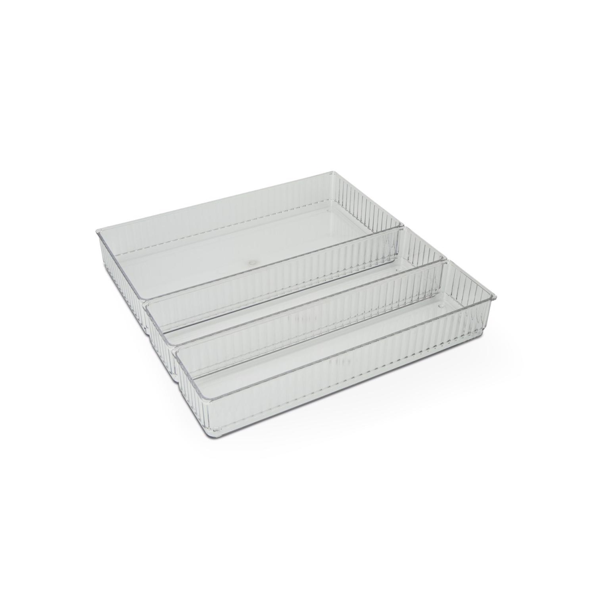 6094945 2 x 7 x 13 in. Core Home Ceramic & Stainless Steel Drawer Organizer Set - Clear