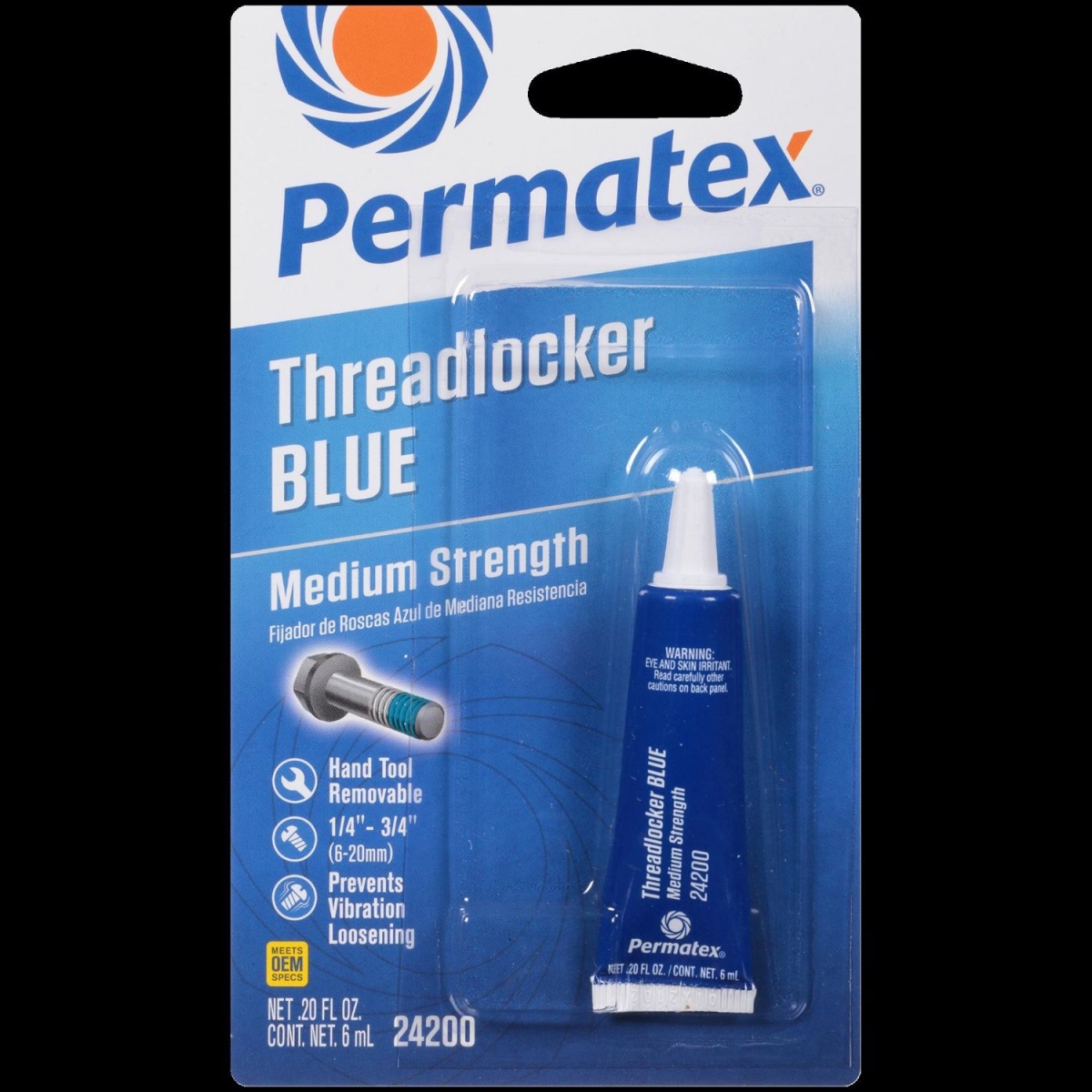 8197170 Permatex Medium Strength Threadlocker Liquid - 0.2 oz - Blue - Pack of 6