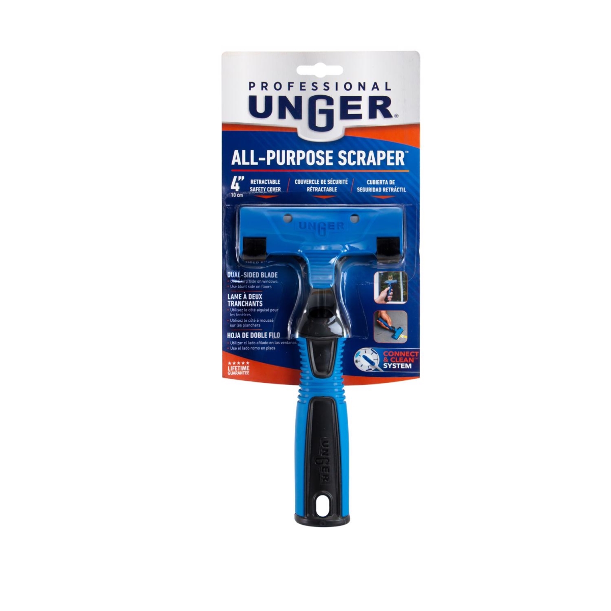 Unger Professional All-Purpose Scraper, 4 in L Blade, 4 in W Blade, Carbon Steel Blade