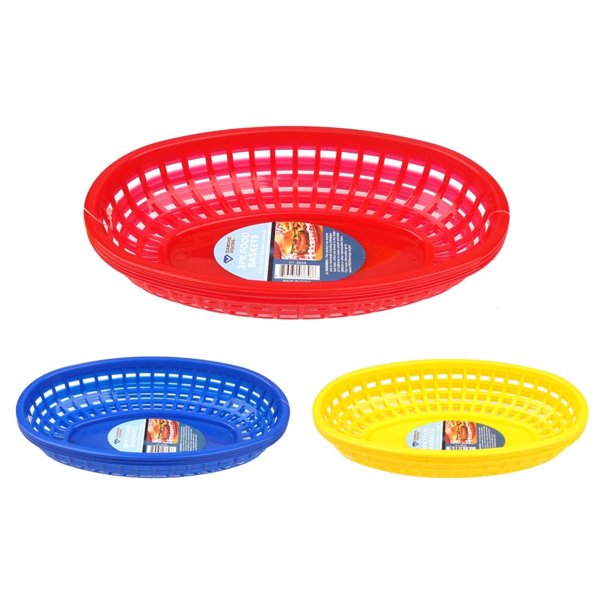 6094770 Assorted Color ABS Plastic Food Basket - Pack of 48