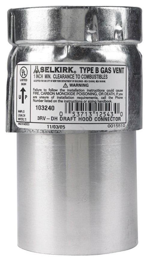 Selkirk 103240 3 in. Draft Hood Connector Single Wall