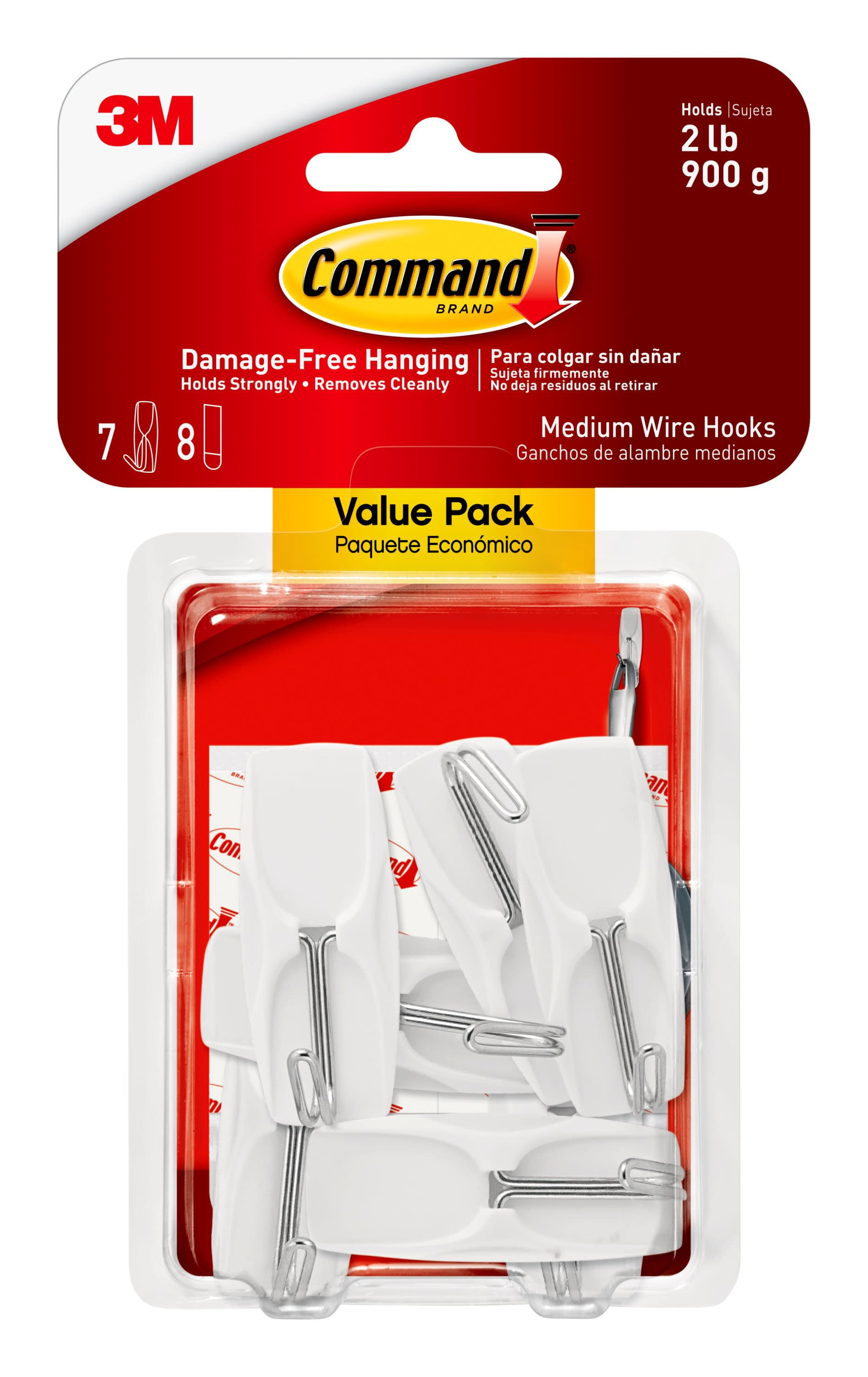 Picture of 3M 17065-7ES General Purpose Wire Hooks Medium White -  Pack of  4