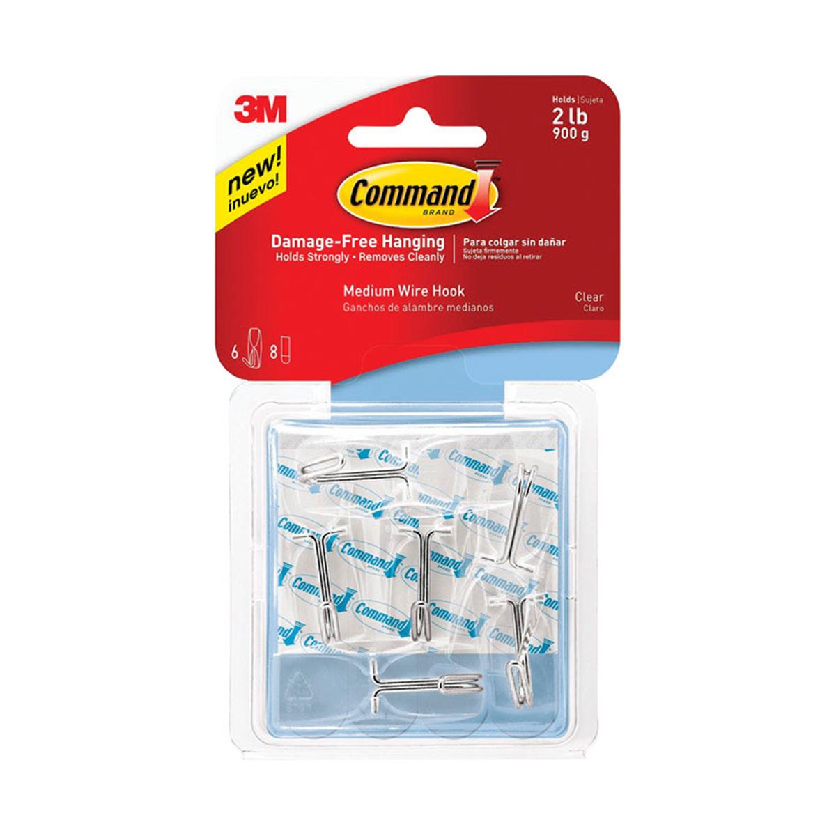 Picture of 3M 17065CLR-ES General Purpose Wire Hooks Medium  Clear - pack of 4