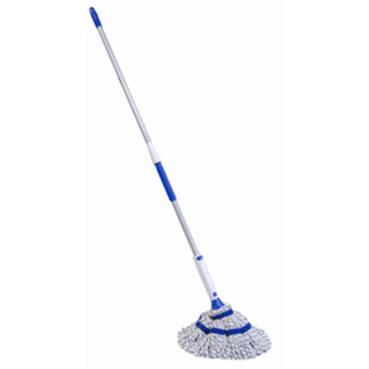 1 in String Wet Mop, 28 oz Dry Wt, Snap On Connection, Blue, Polyester