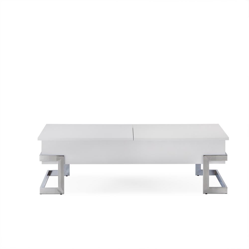 Picture of ACME 81850 Calnan Lift Top Coffee Table&#44; White & Chrome