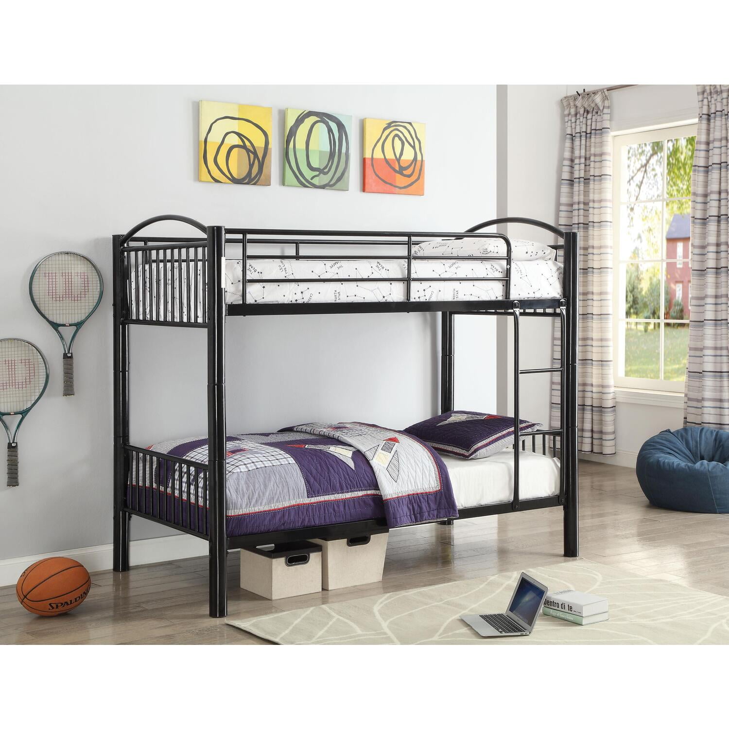 Picture of ACME 37385BK Cayelynn Twin Over Twin Bunkbed&#44; Black