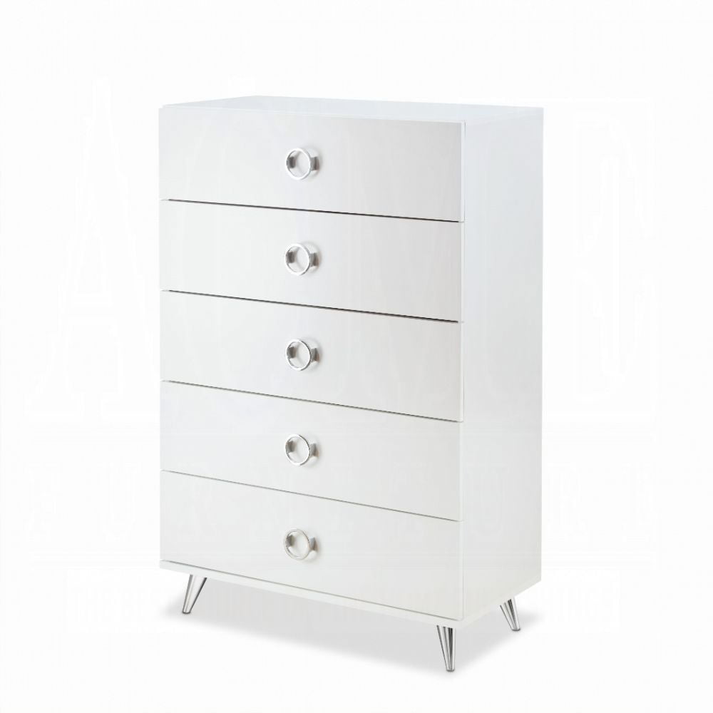 Picture of ACME 97370 Elms Chest, White & Chrome