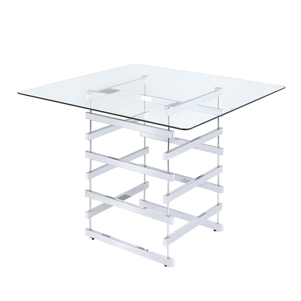 Picture of ACME 72590 Nadie Counter Height Table&#44; Clear Glass & Chrome