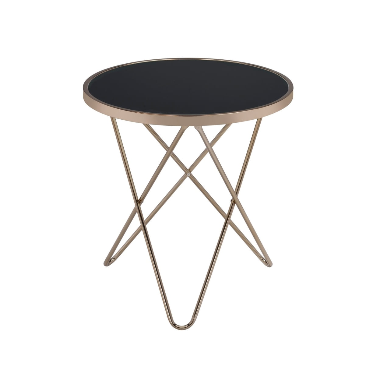 Picture of ACME 81832 Valora End Table&#44; Black Glass & Champagne