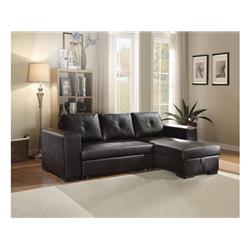 Picture of ACME 53345 Lloyd Sectional Sofa with Sleeper&#44; Black PU
