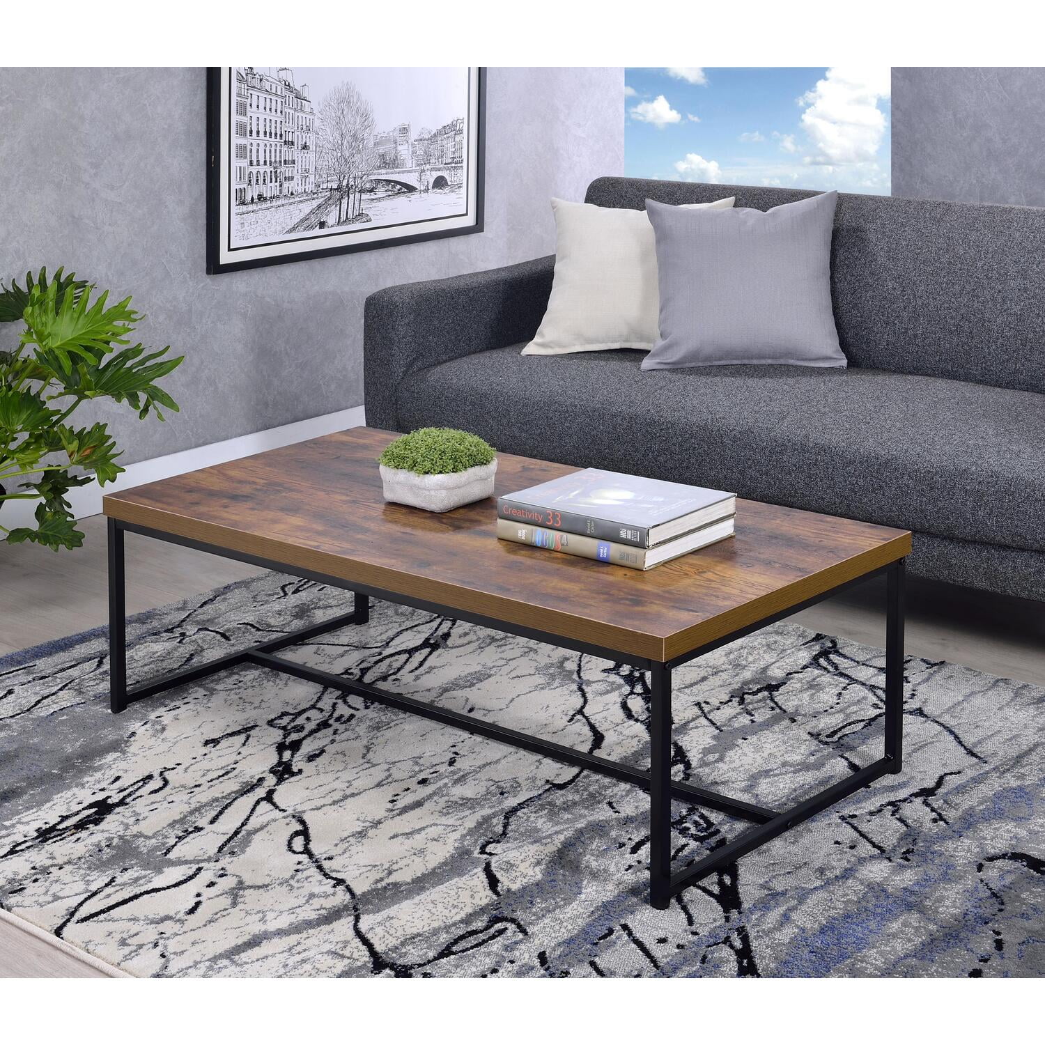 Picture of ACME 80615 Bob Coffee Table&#44; Weathered Oak & Black