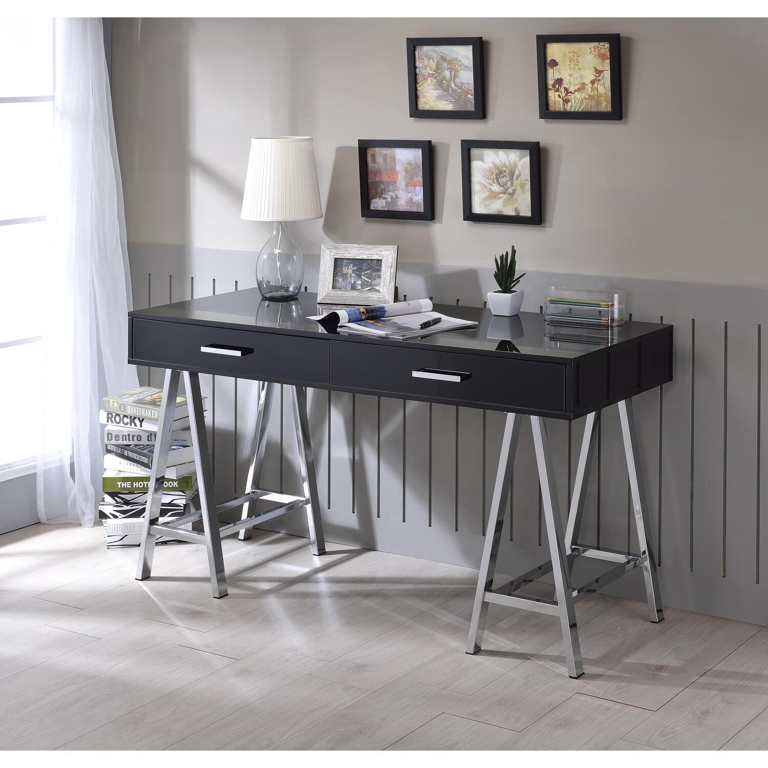 Picture of Acme Furniture Industry 92227 Coleen Desk&#44; Black & Chrome