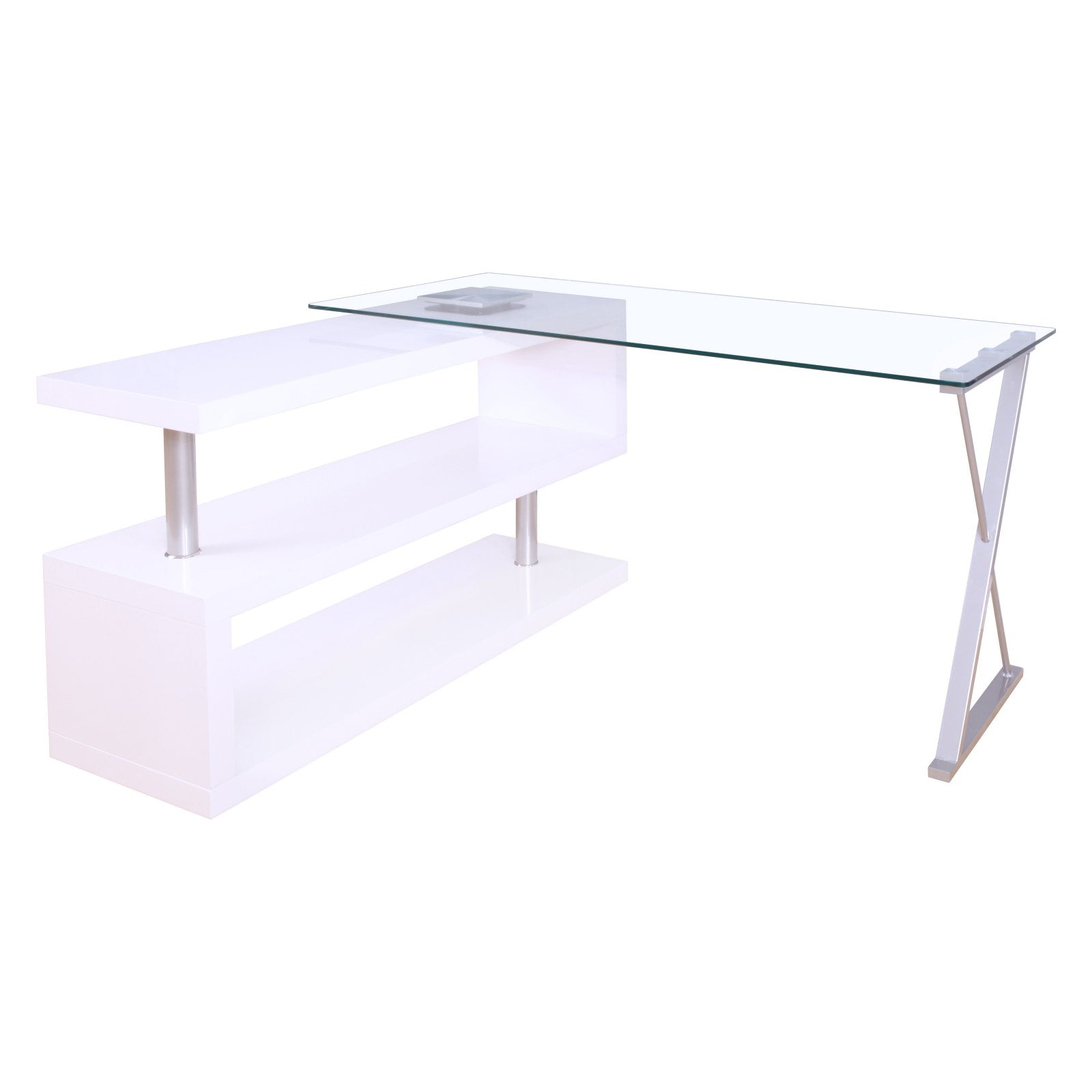 Picture of Acme Furniture Industry 92368 Buck Office Desk&#44; Clear Glass & White