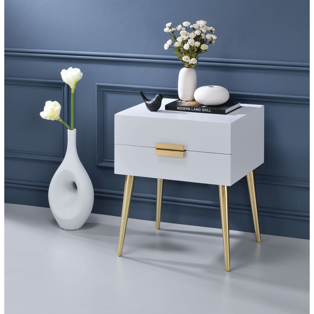 Picture of Acme Furniture Industry 84496 Denvor End Table&#44; White & Gold
