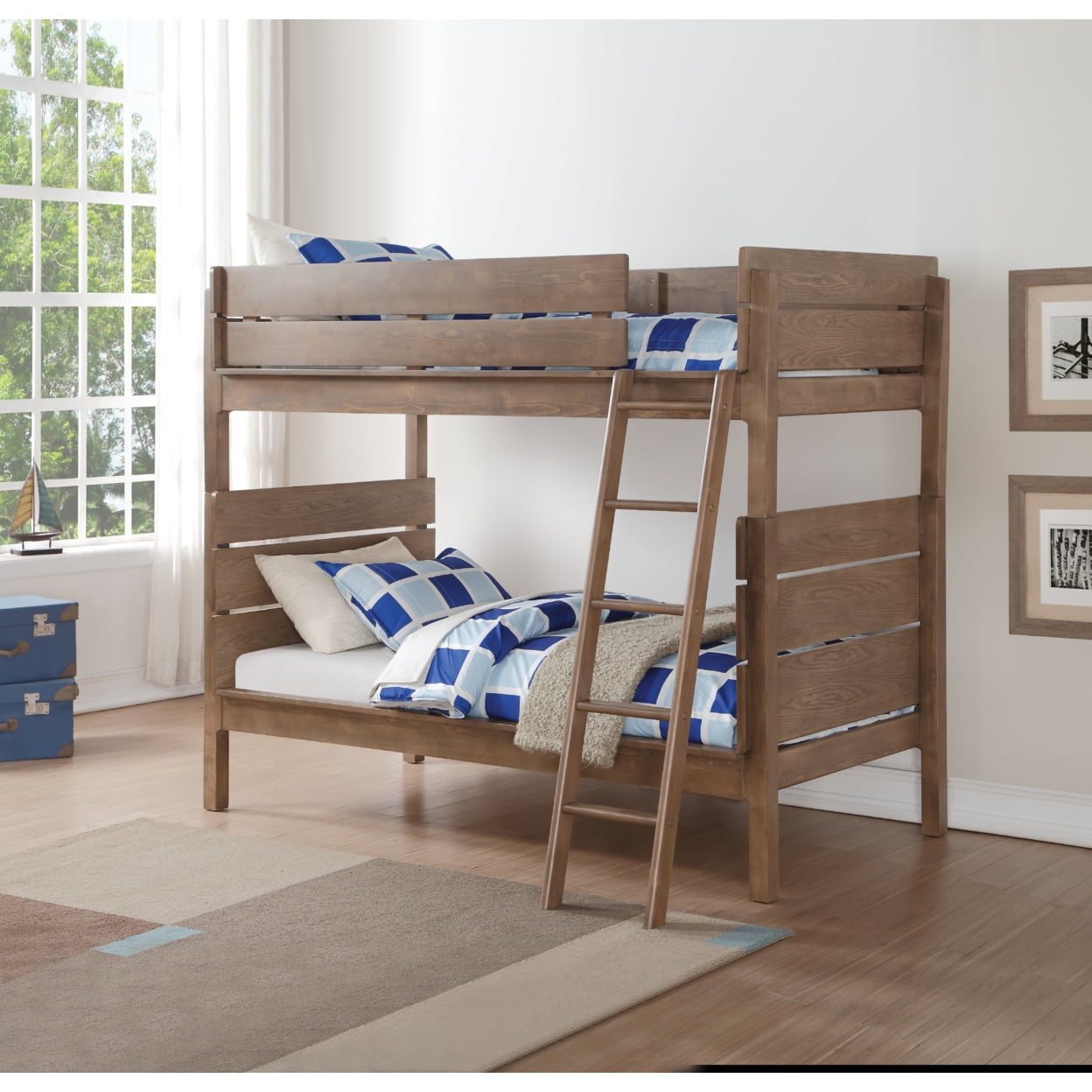 Picture of ACME 37400 Ranta Twin & Twin Size Bunk Bed&#44; Antique Oak - 3 Piece