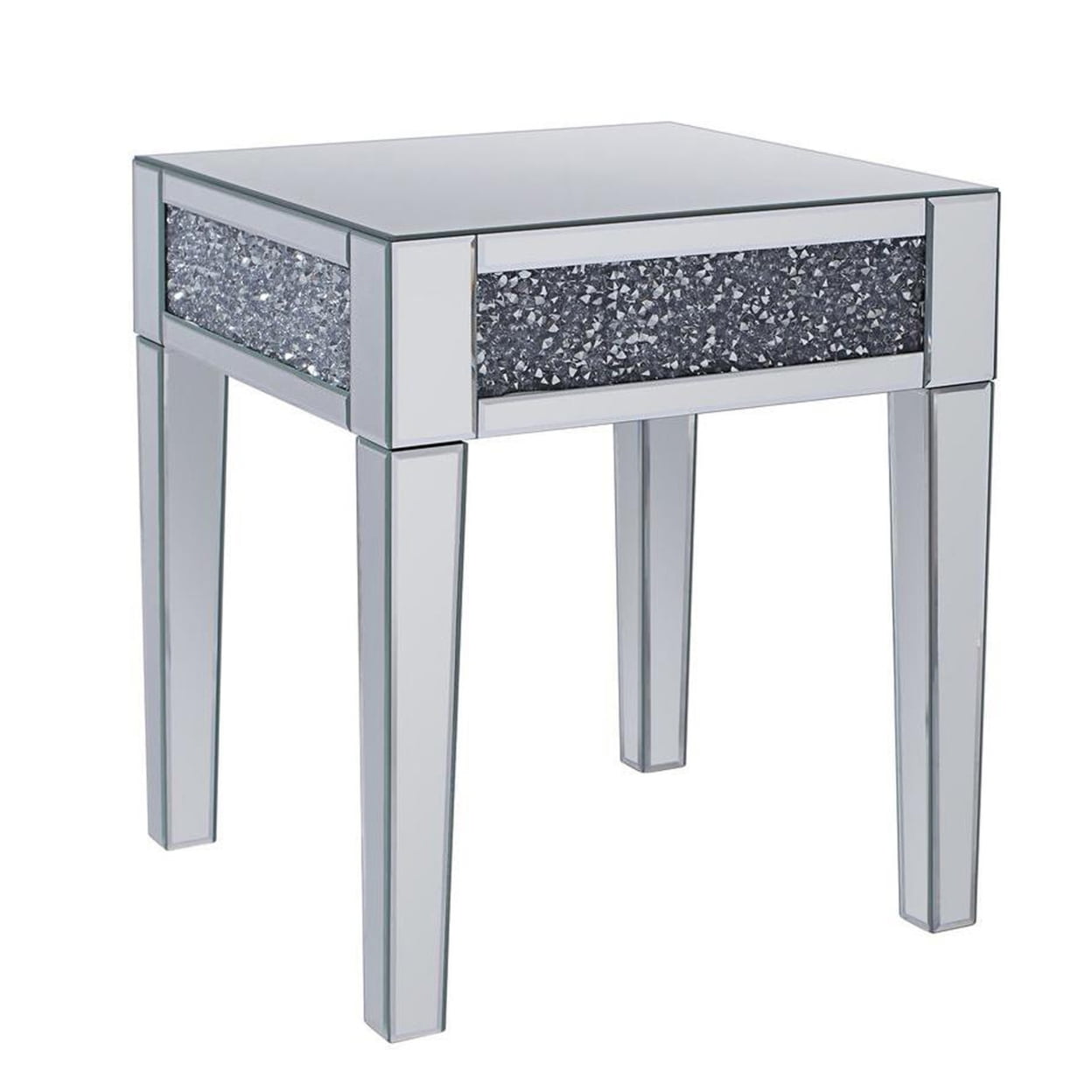 Picture of ACME 81417 Noralie End Table&#44; Mirrored & Faux Diamonds - 24 x 20 x 20 in.