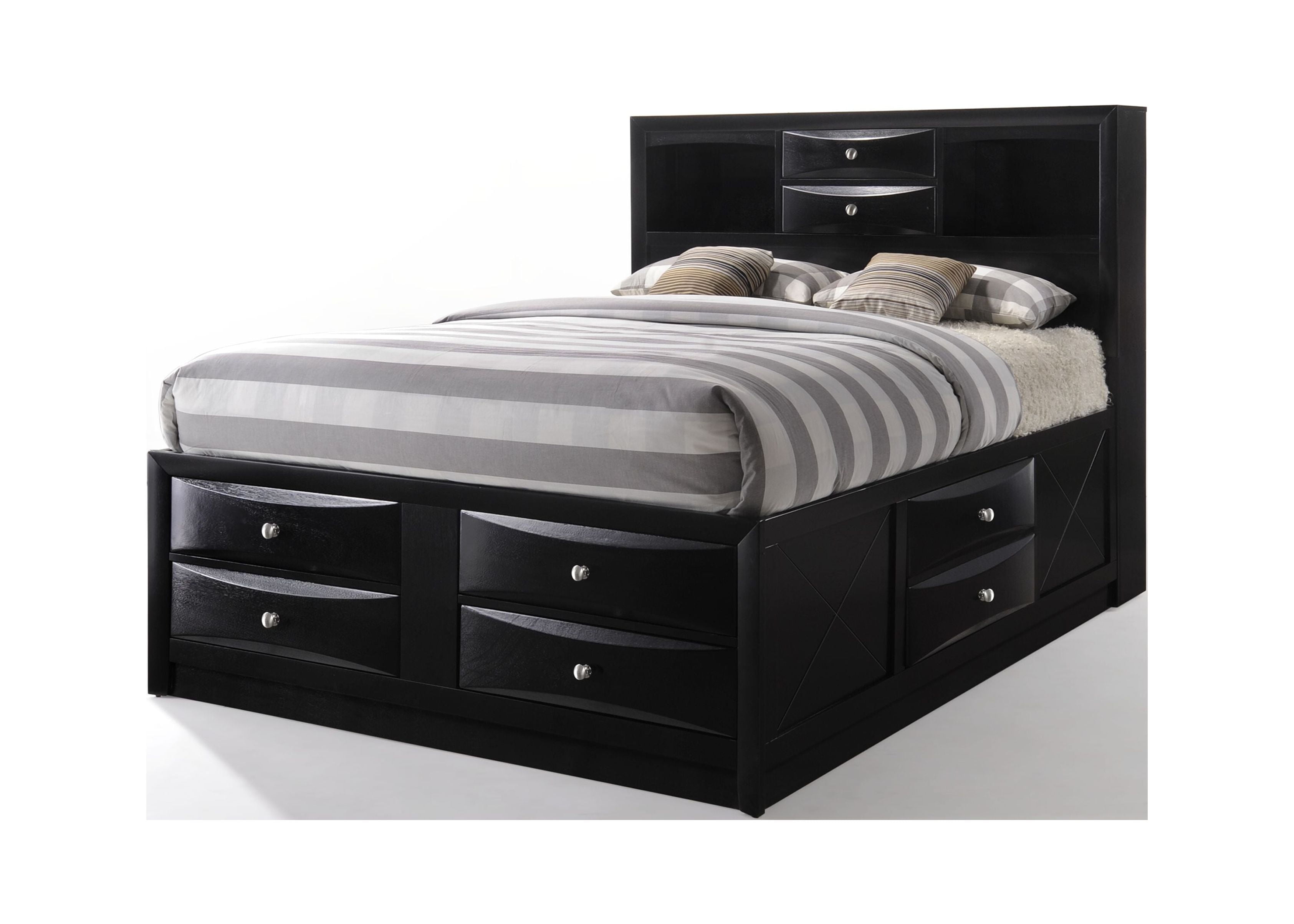 Picture of ACME 21620F Ireland Full Size Bed with Storage - Black, 4 Piece