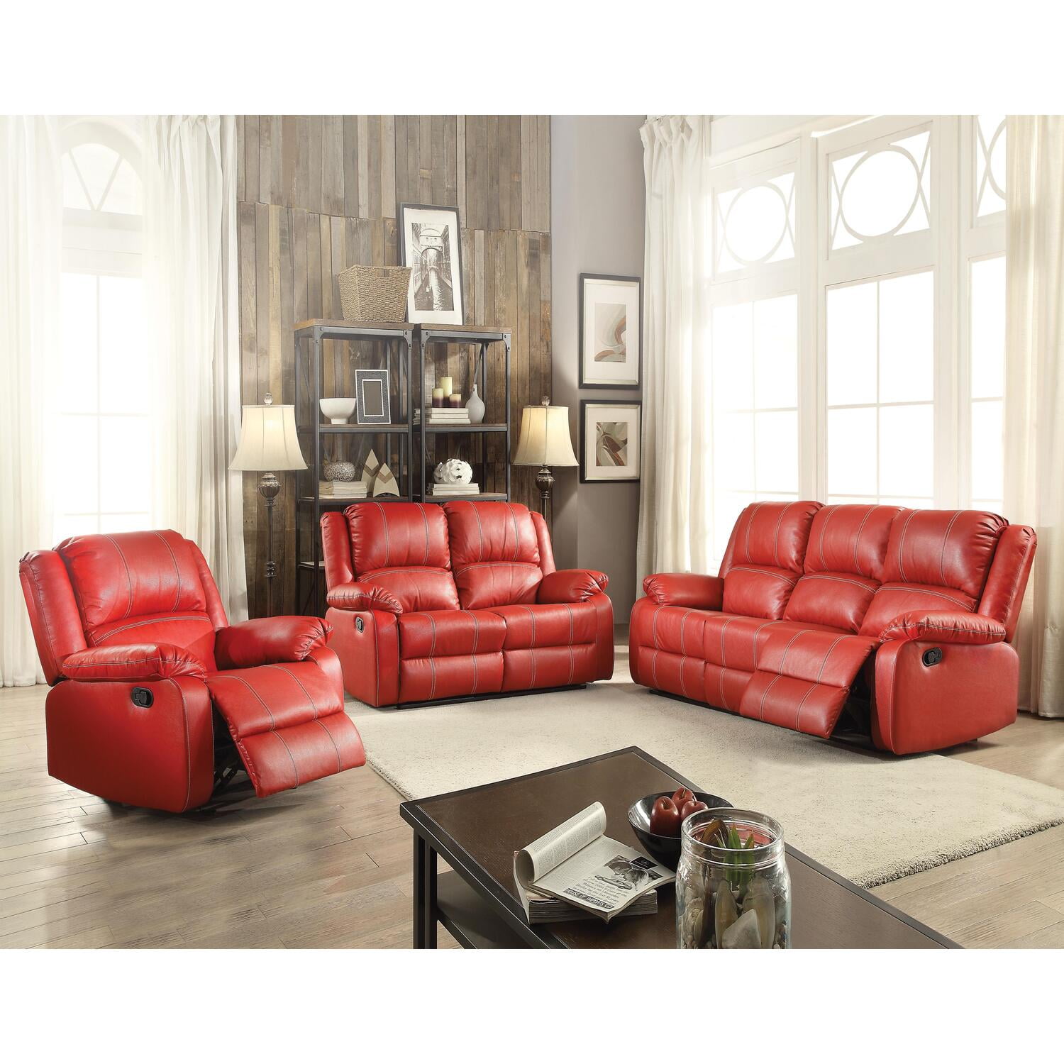 Picture of ACME 52150 Zuriel Motion Sofa&#44; Red PU - 40 x 81 x 39 in.