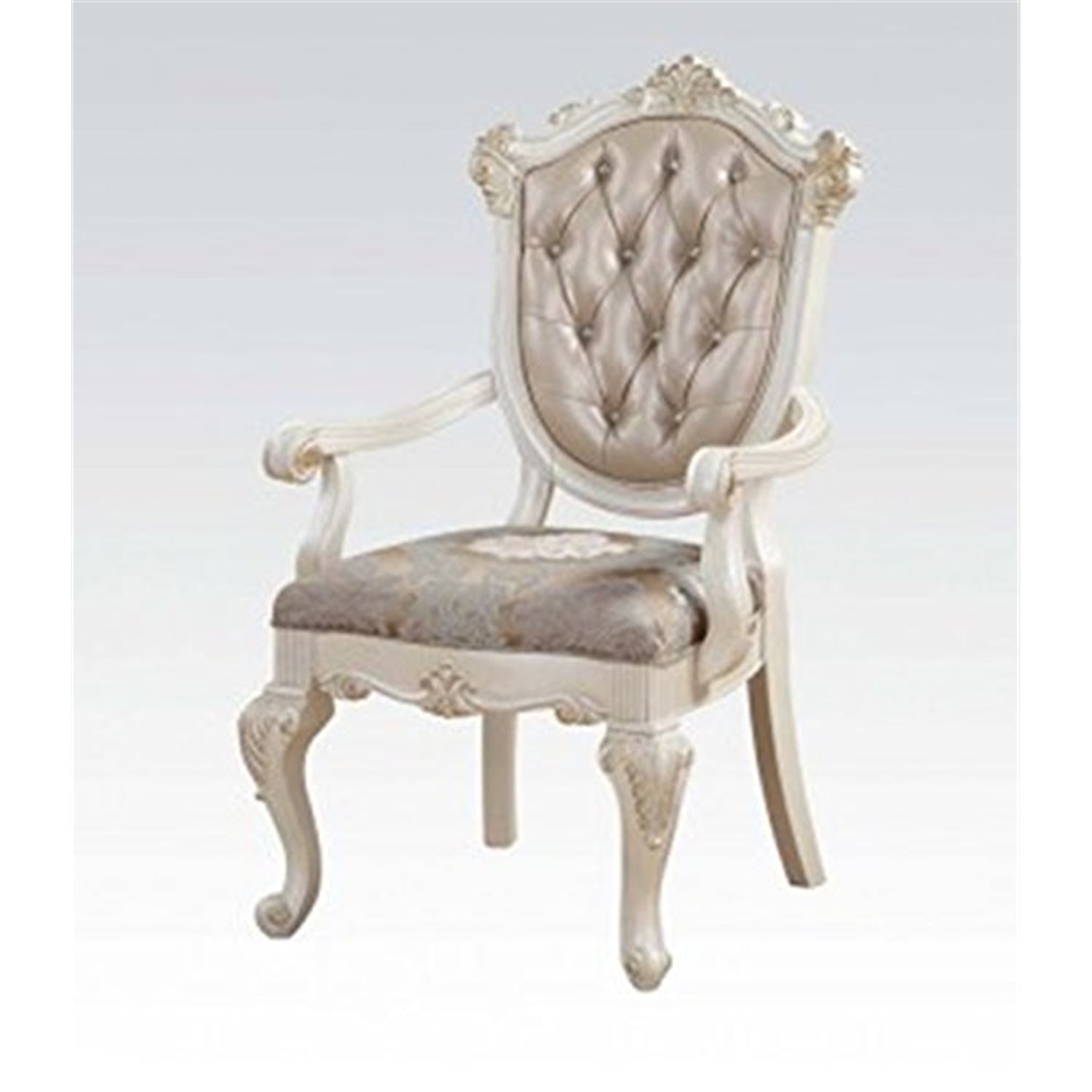 Picture of ACME 63543 43 in. Chantelle Arm Chair&#44; Rose Gold PU & Pearl White - Set of 2