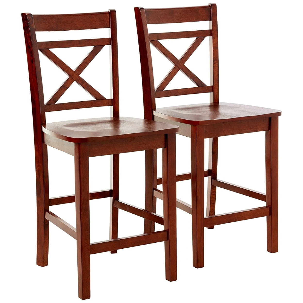 Picture of ACME 72537 39 in. Tartys Counter Height Chair, Cherry - Set of 2