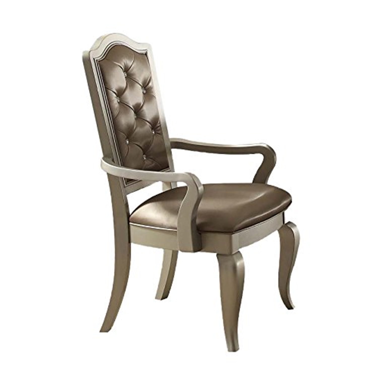 Picture of ACME 62083 42 in.Francesca Arm Chair&#44; Silver PU & Champagne - Set of 2