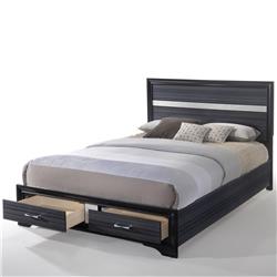 Picture of ACME 25897EK Naima Eastern King Size Bed with Storage - Black, 3 Piece